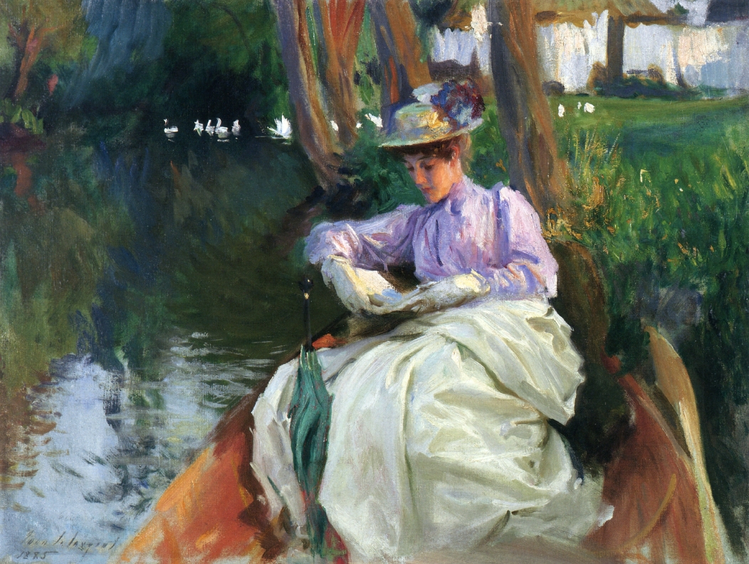 Painting titled By the River by impressionist painter John Singer Sargent